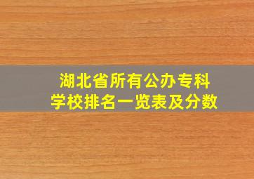 湖北省所有公办专科学校排名一览表及分数