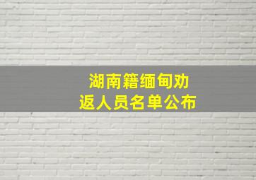 湖南籍缅甸劝返人员名单公布