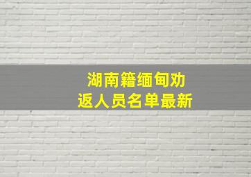 湖南籍缅甸劝返人员名单最新