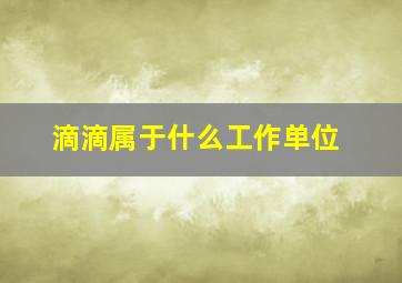 滴滴属于什么工作单位