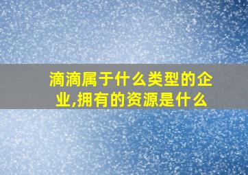 滴滴属于什么类型的企业,拥有的资源是什么