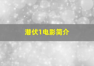 潜伏1电影简介