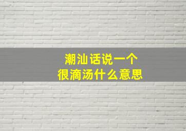 潮汕话说一个很滴汤什么意思