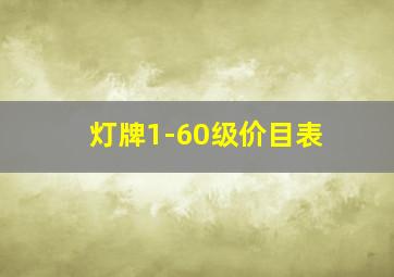 灯牌1-60级价目表