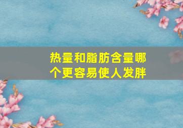 热量和脂肪含量哪个更容易使人发胖