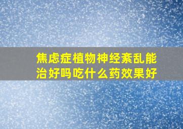 焦虑症植物神经紊乱能治好吗吃什么药效果好