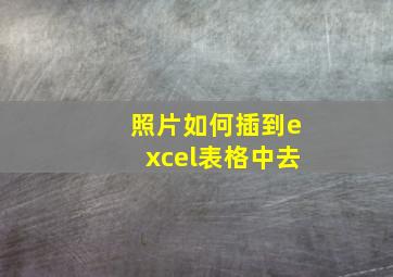 照片如何插到excel表格中去