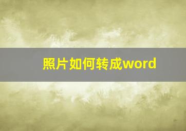 照片如何转成word