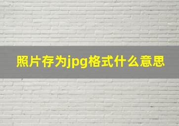 照片存为jpg格式什么意思