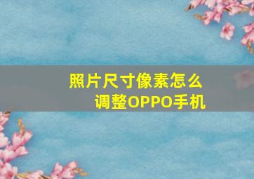 照片尺寸像素怎么调整OPPO手机