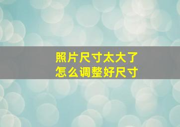 照片尺寸太大了怎么调整好尺寸