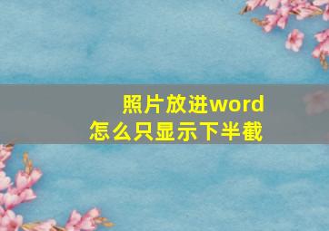 照片放进word怎么只显示下半截