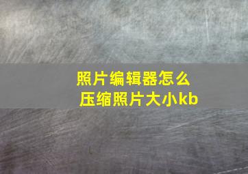 照片编辑器怎么压缩照片大小kb