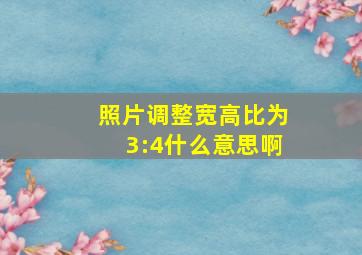 照片调整宽高比为3:4什么意思啊