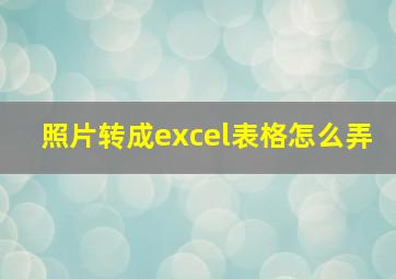 照片转成excel表格怎么弄