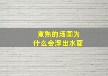 煮熟的汤圆为什么会浮出水面