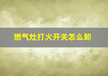 燃气灶打火开关怎么卸