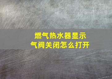 燃气热水器显示气阀关闭怎么打开