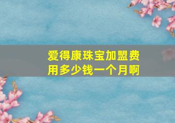 爱得康珠宝加盟费用多少钱一个月啊