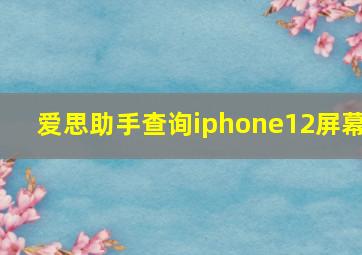 爱思助手查询iphone12屏幕