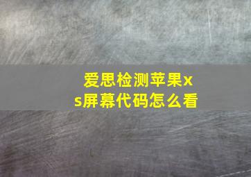 爱思检测苹果xs屏幕代码怎么看