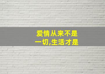 爱情从来不是一切,生活才是