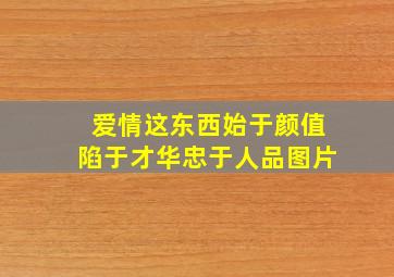 爱情这东西始于颜值陷于才华忠于人品图片