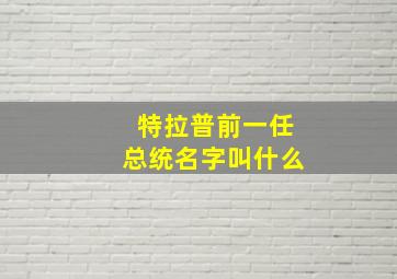 特拉普前一任总统名字叫什么