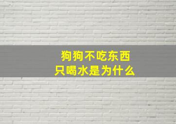 狗狗不吃东西只喝水是为什么