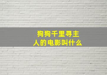 狗狗千里寻主人的电影叫什么