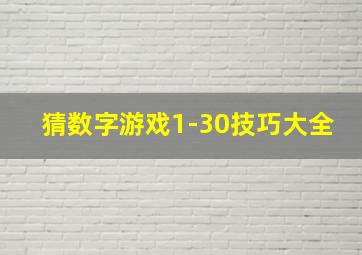 猜数字游戏1-30技巧大全