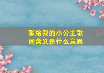 献给我的小公主歌词含义是什么意思