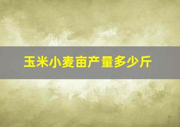 玉米小麦亩产量多少斤