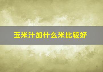 玉米汁加什么米比较好