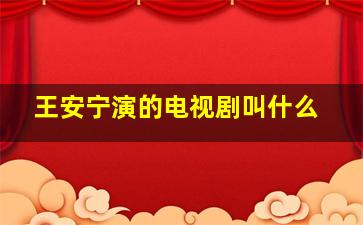 王安宁演的电视剧叫什么