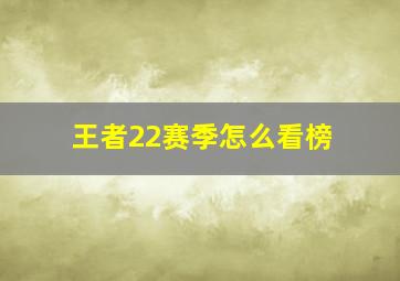 王者22赛季怎么看榜