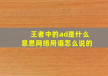 王者中的ad是什么意思网络用语怎么说的