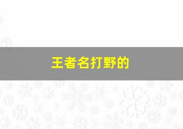 王者名打野的