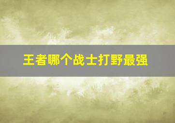 王者哪个战士打野最强