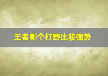 王者哪个打野比较强势