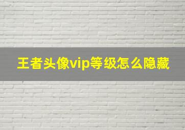 王者头像vip等级怎么隐藏