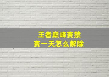 王者巅峰赛禁赛一天怎么解除