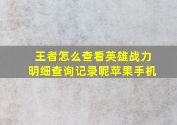 王者怎么查看英雄战力明细查询记录呢苹果手机