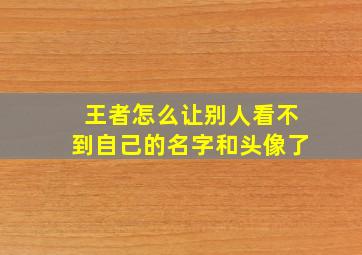 王者怎么让别人看不到自己的名字和头像了