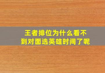 王者排位为什么看不到对面选英雄时间了呢