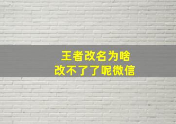 王者改名为啥改不了了呢微信