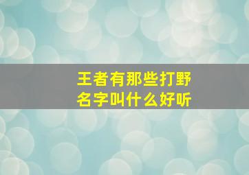 王者有那些打野名字叫什么好听