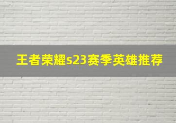 王者荣耀s23赛季英雄推荐