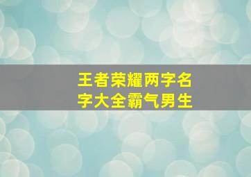 王者荣耀两字名字大全霸气男生