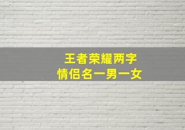 王者荣耀两字情侣名一男一女